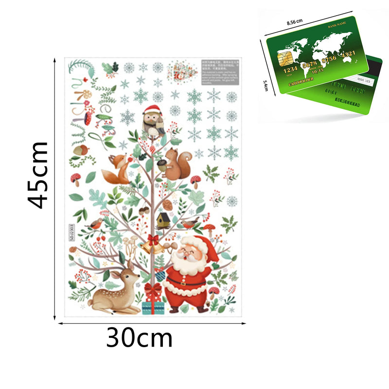 Adesivos de janela de natal papai noel árvore de natal dos desenhos animados decalque de vidro feliz natal ano novo decorações do feriado para casa